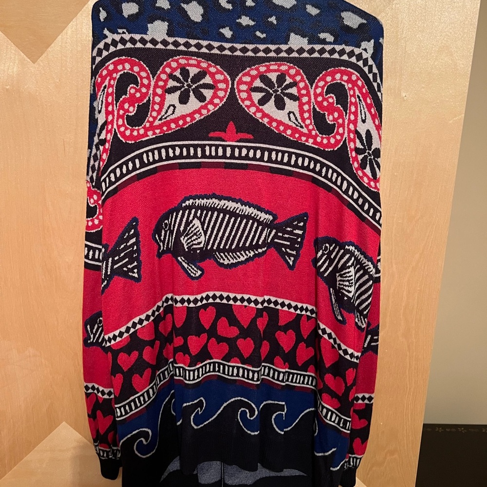 FARM Rio Red and Blue Fish Pattern Cardigan - Picture 3 of 4